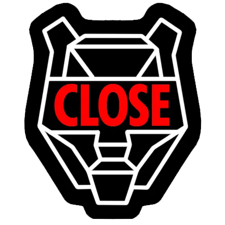 Black tiger helmet with red CLOSE text